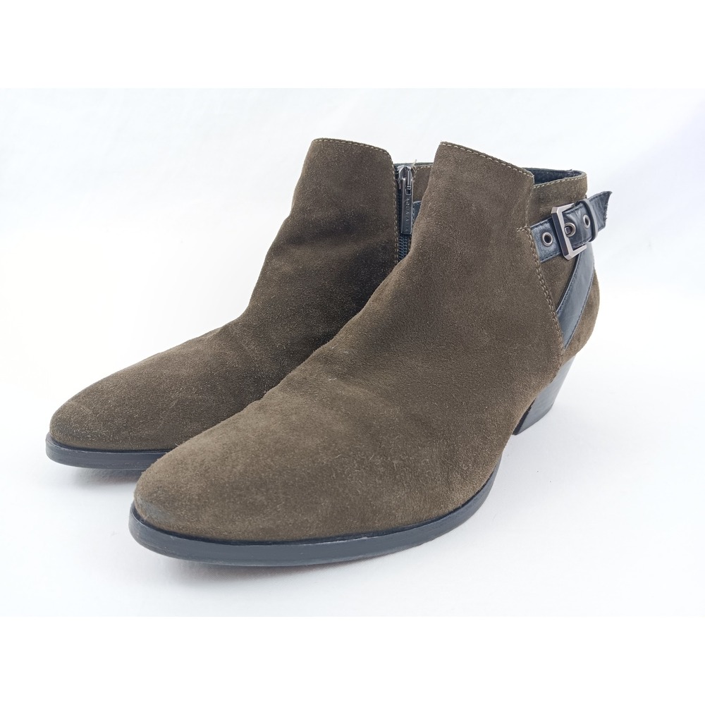AQUATALIA‎ Farin Suede Buckle Ankle Boots Brown Brushed Oil Women Size 10M Italy